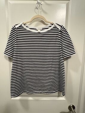 Caslon Black and White Striped Short Sleeve Tee